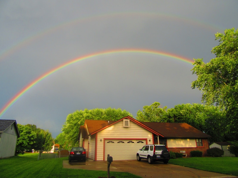 day, beauty in nature, nature, noah, sky, home, no people, motor vehicle, transportation, beauty, 5K, rainbow, tree, mode of transportation, outdoors