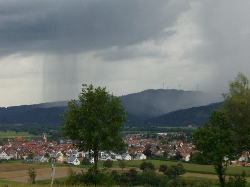 rain curtain, landscape, nature, city, tree, beauty in nature, rainstorm, scenics - nature, outdoors, environment, building exterior, gamis, plant, mountain