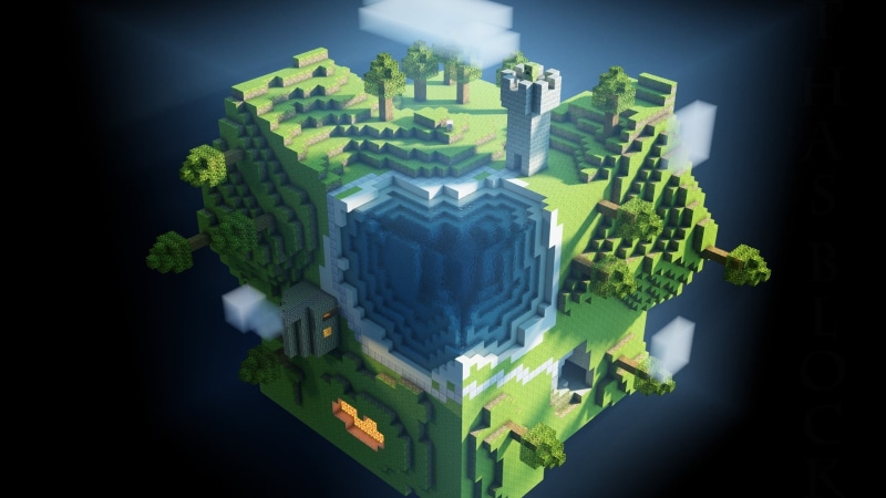 Voxels, 1080P, anime, video games, Minecraft, digital art, world, artwork, cube