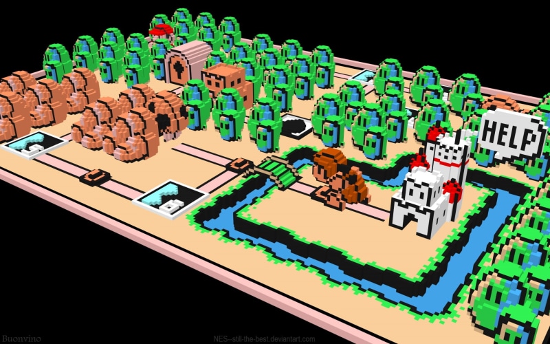 voxels, view, art, Mario, bros, hd, video, 1080P, super, games, 3D view, x, d