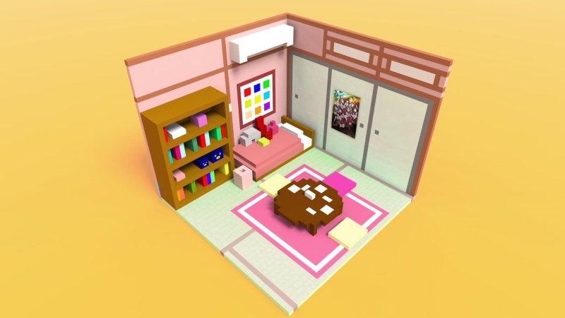 room, voxels, Love Live! Sunshine, 3D graphics, 1080P, Love Live Series