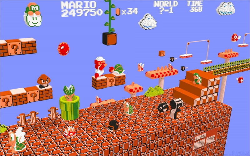 mario, hd, x, games, 1080P, video, super, Super Mario, nintendo, voxels, art
