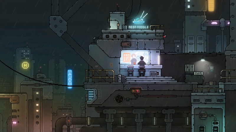 voxels, science fiction, digital art, futuristic, illustration, animation, pixel art, rain, Gordon Zuchhold (Artstation), 1080P
