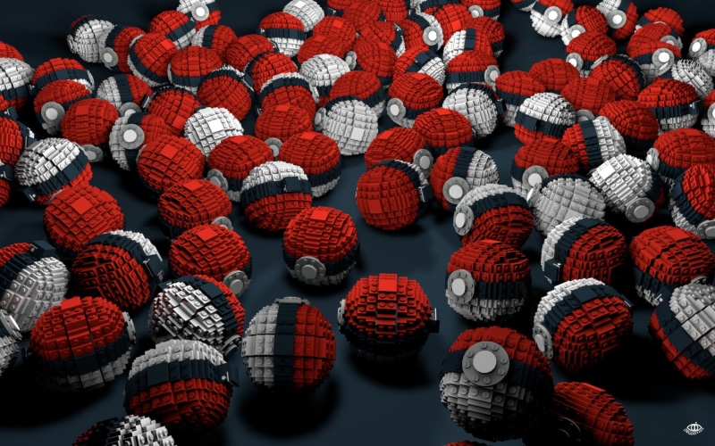 video, Poke, Voxels, games, Lego, balls, pokemon, abstract, 1080P