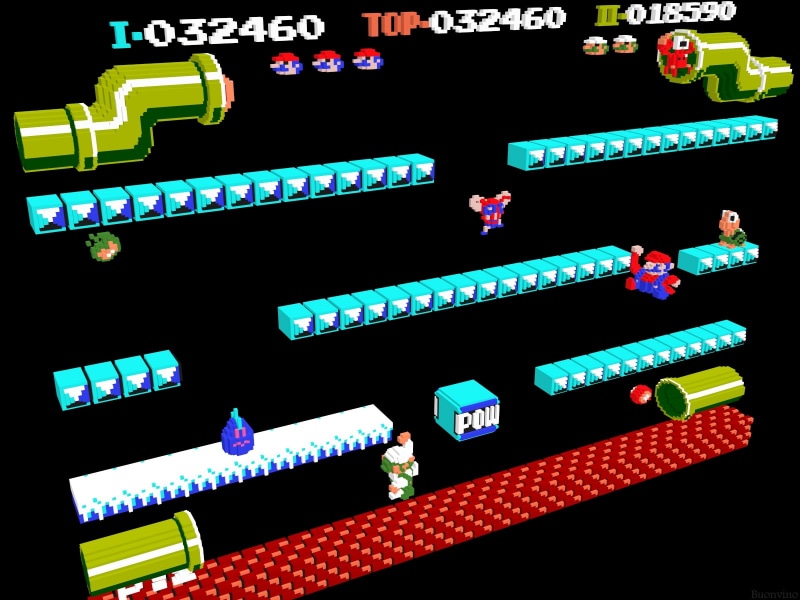 Mario Bros, art, bros, video, mario, voxels, 720P, games, hd