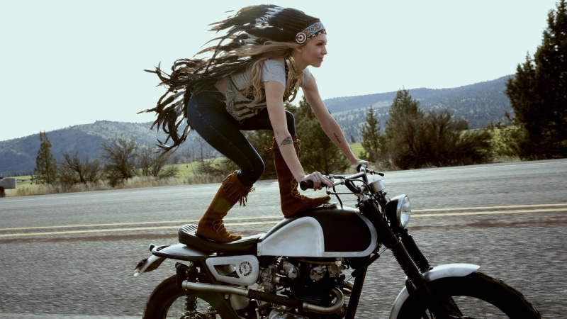 beautiful woman, motorcyclist, speeder bike, fashion, mode of transportation, 1080P, day, road, women with motorcycles, lifestyles, hair, shirt, s, adult