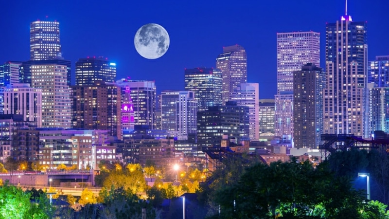 night, modern, city, downtown, dusk, building exterior, skyscraper, united states, sky, office building exterior, metropolitan area, landmark, denver, illuminated