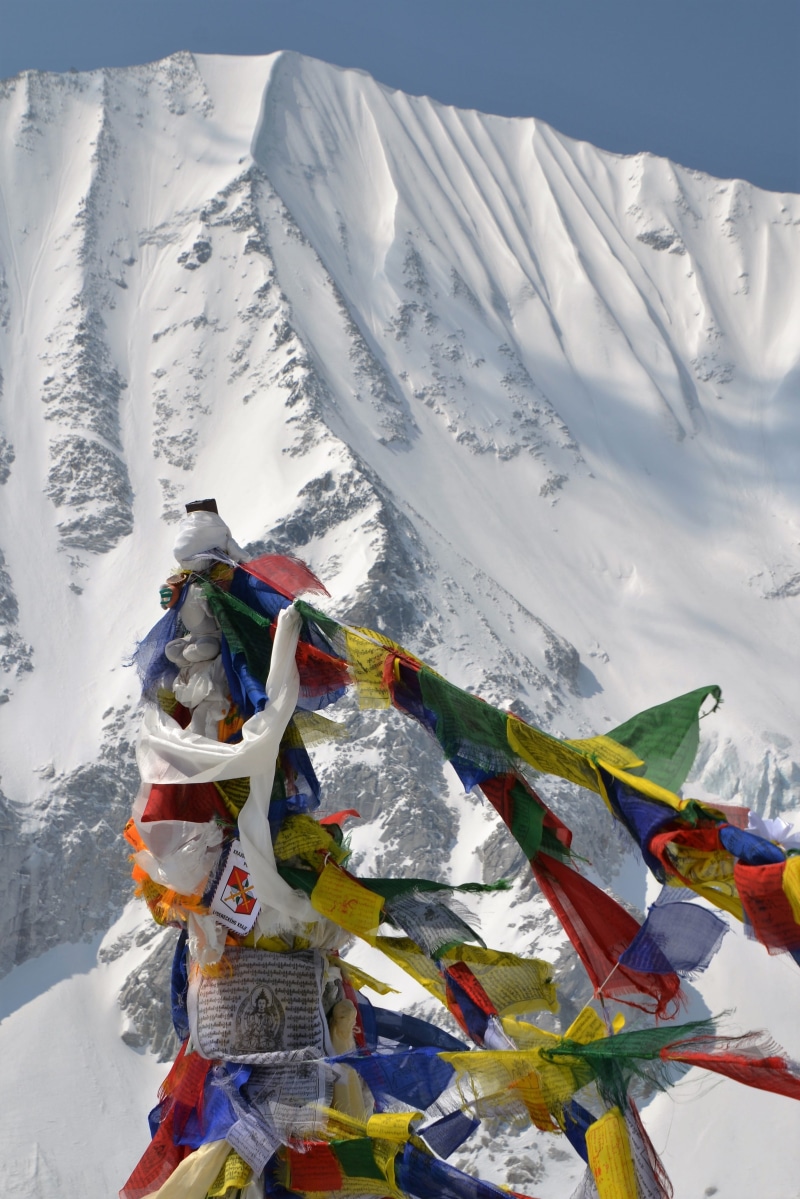 outdoors, religion, beauty in nature, flag, no people, himalayas, spirituality, Summit, dom, multi colored, summit, day, scenics - nature, environment
