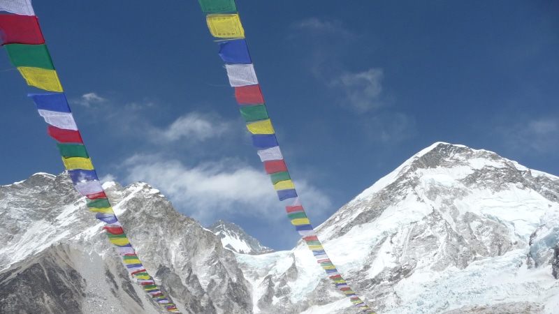camp, no people, trekking, outdoors, winter, snowcapped mountain, tranquil scene, low angle view, everest base camp, multi colored, himalaya, beauty in nature