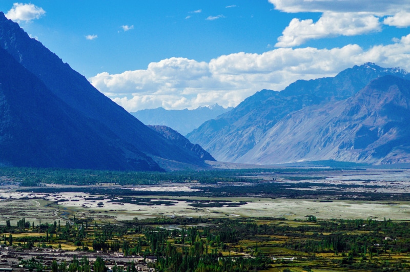 plant, clouds, valley, water, landscape, leh ladakh (northern range trek n tour), cloud - sky, mountain range, tranquility, blue, india, travel destinations