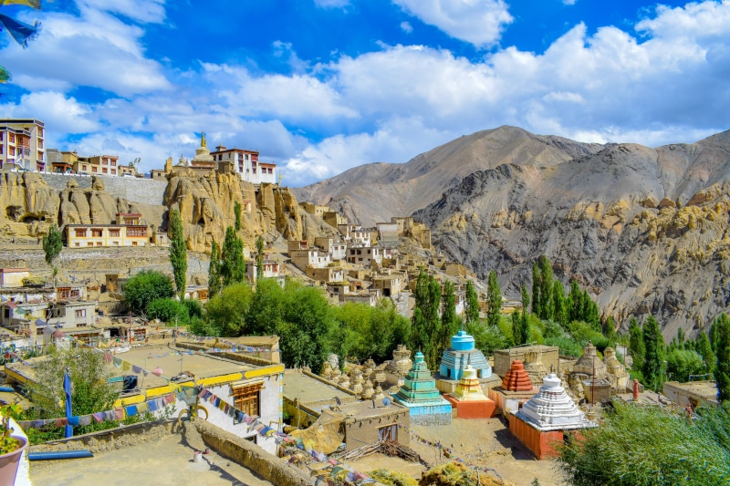asia, india, day, 5K, kashmir, no people, the past, leh, formation, travel destinations, mountain, cloud - sky, buddhist, town, city, nature, sky, tree