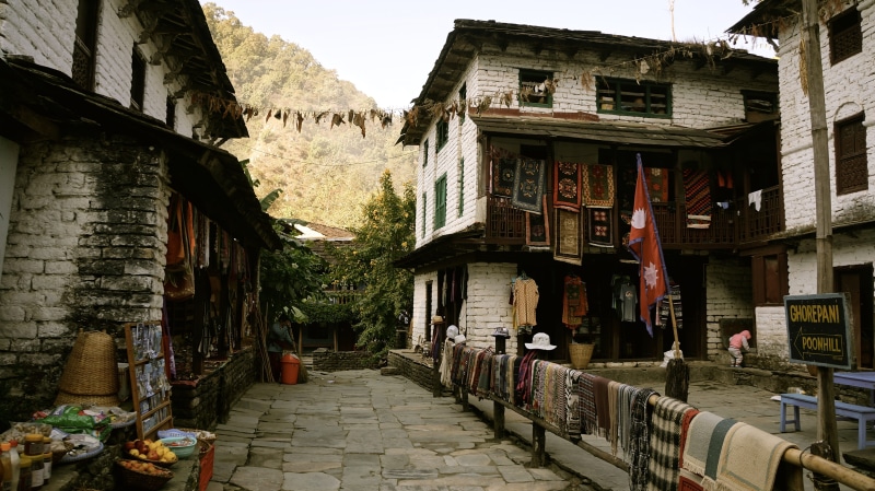 nature, flags, building exterior, direction, trekking, mountain, annapurna circle, himalayas, built structure, 4K, the way forward, street, day, prayer flags