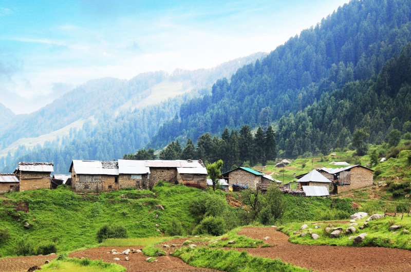 building, architecture, landscape, residential district, plant, himachal pradesh, sky, cultures, environment, building exterior, bir billing, 2K, mountains