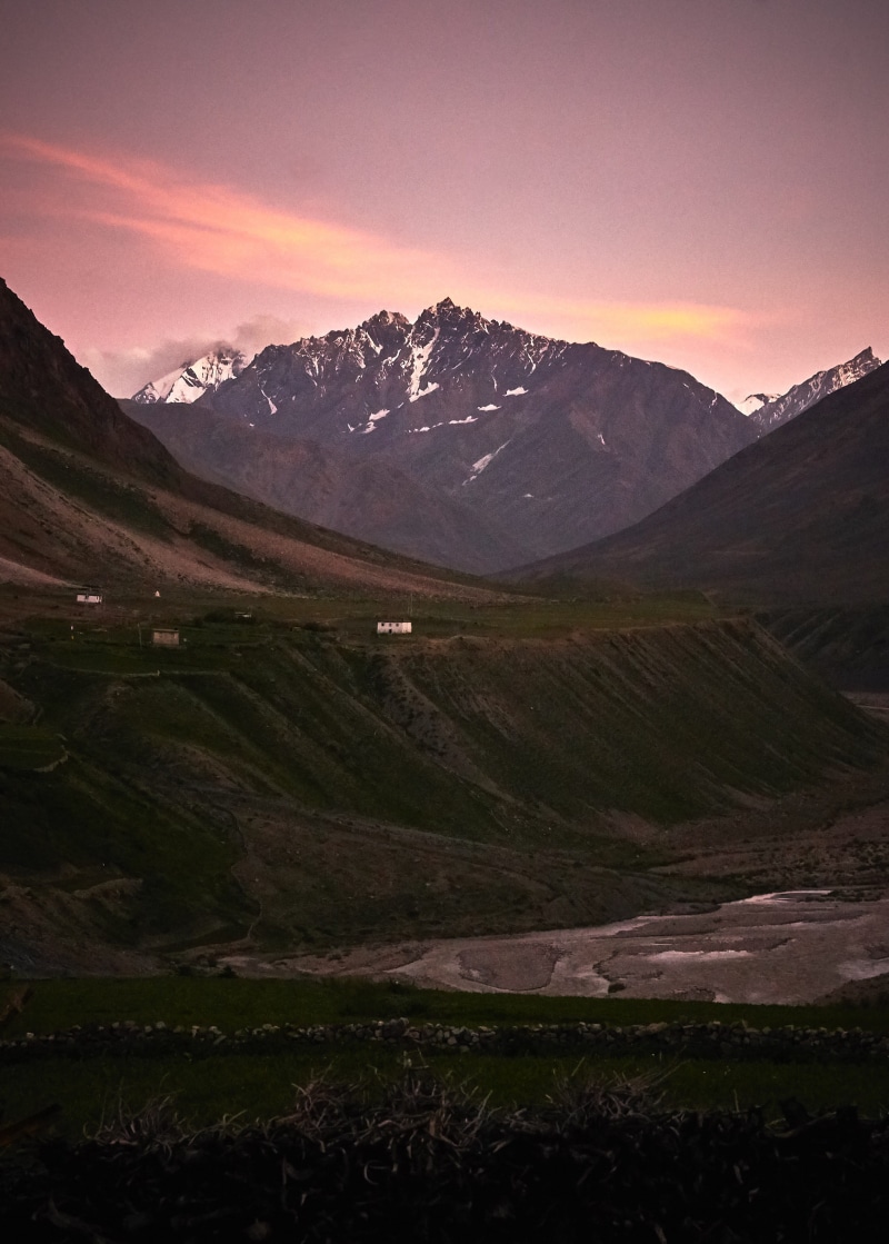 water, dusk, valley, sunset, twilight, landscape, tranquility, himalayas, spiti, tranquil scene, environment, nature, mountain range, spiti valley, no people