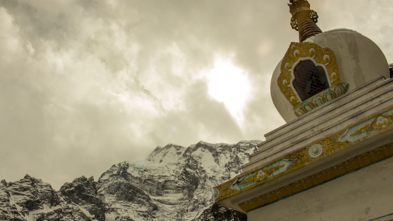 sky, himalayan, built structure, 5K, place of worship, belief, annapurna3, tibetan buddhism, milarepa, peace, buddhism, travel destinations, building exterior
