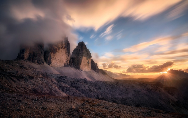 tranquil scene, sky, idyllic, rock - object, moutain, outdoors, landscape, tranquility, no people, rock, sunlight, scenics - nature, environment, view