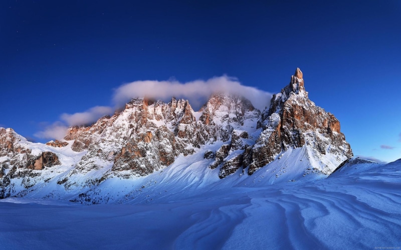 nature, mountain, 1080P, landscape, snow, covered, blue, winter, snowy, moutain