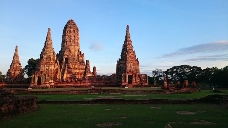 belief, architecture, place of worship, sky, 4K, moutain, built structure, ayutthaya historical park, ancient siam, building, the old temple, no people