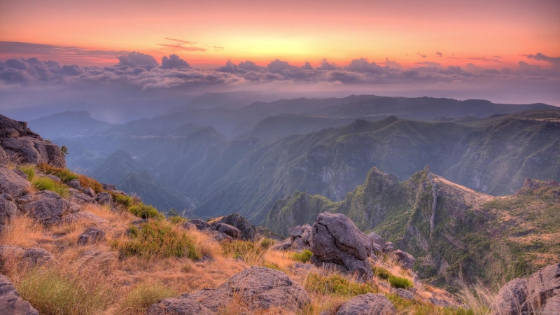 mist, dawn, mountain, 1080P, landscape, moutains