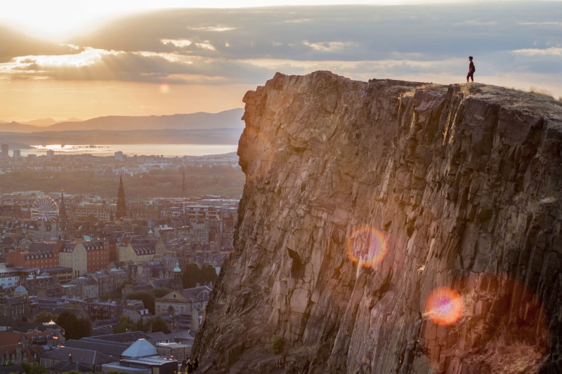 outdoors, architecture, people, real people, adventure, sunlight, sunset, lifestyles, 5K, cloud - sky, building exterior, moutain, edinburgh, epic, cityscape