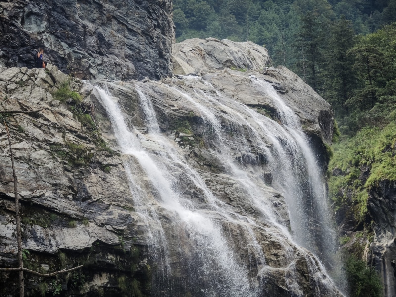 plant, solid, hike, annapurna massif, flowing water, blurred motion, outdoors, 4K, no people, formation, rainforest, tree, trees, mountain, trek, rock