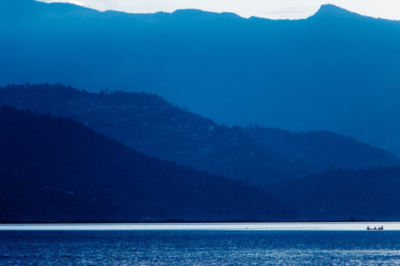 boating, lake, no people, nature, 2K, nepal, tranquil scene, scenics - nature, nautical vessel, environment, mountains, day, view into land, idyllic, mountain