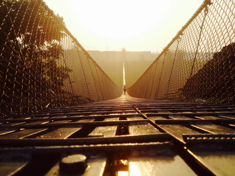 outdoors, architecture, boundary, bridge - man made structure, nepal, wooden, clear sky, landscape, morning, brown, metal, sunlight, no people, damsadi