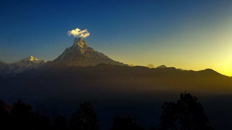 himalayas, outdoors, hill, adventure, fishtail, no people, land, beauty in nature, environment, silhouette, scenery, tranquility, nature, pokhara, scenics - nature