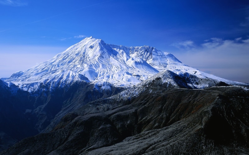 1080P, mountain, Snow, Landscape, covered, Blue, Mountains, Winter, Sky, capped