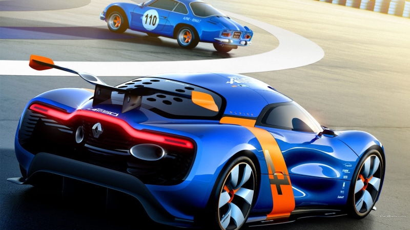 speed, wheel, motor vehicle, competition, professional sport, sports race, racecar, competitive sport, Renault Alpine, blue, motion, road, 1080P, yellow