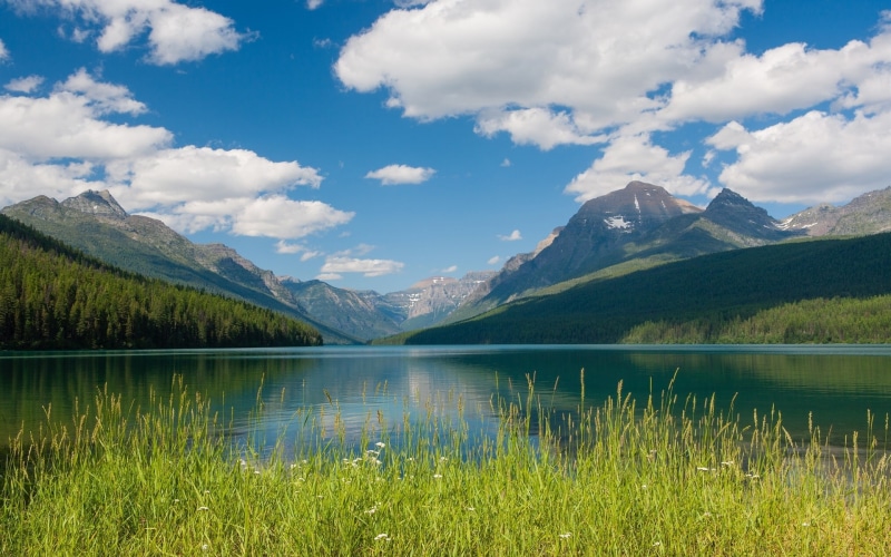 Bowman, Lake, 1080P, Clouds, Glacier, Montana, Mountains, National, Park