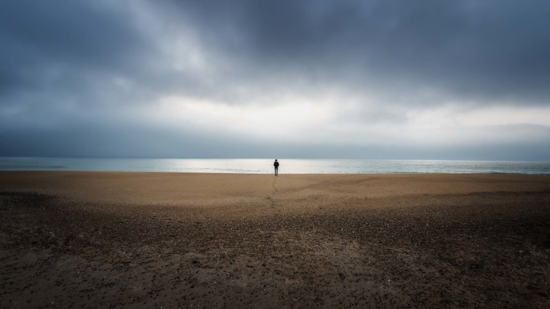landscape, scenics - nature, storm, horizon over water, clouds, cloud - sky, sea, horizon, minimalism, alone, 1080P, water, sand, travel destinations