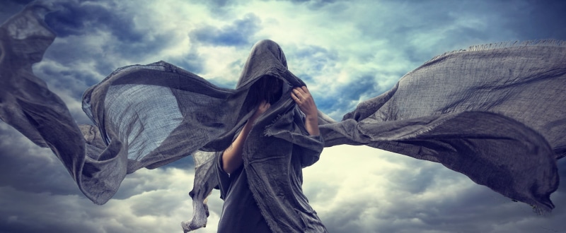 tranquility, model, windy, ominous, overcast, nature, robes, clouds, cloud - sky, day, grief, art and craft, women, brunette, angel, no people, 1080P