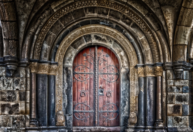 place of worship, spirituality, built structure, day, abbey brauweiler, behind it, ancient times, belief, mysterious, access, rustic, artfully, old, door
