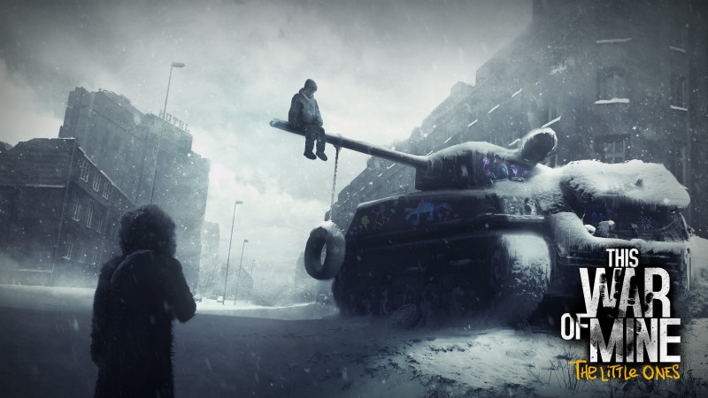 real people, This War of Mine, street, incidental people, nature, built structure, building exterior, water, transportation, snowing, video games, This War of Mine: The Little Ones