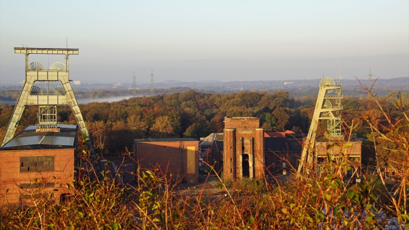 forderturm, ruhr region, autumn, landscape, plant, morning, no people, mine, winding tower, colliery, industrial heritage, hard coal mine, change, beauty in nature