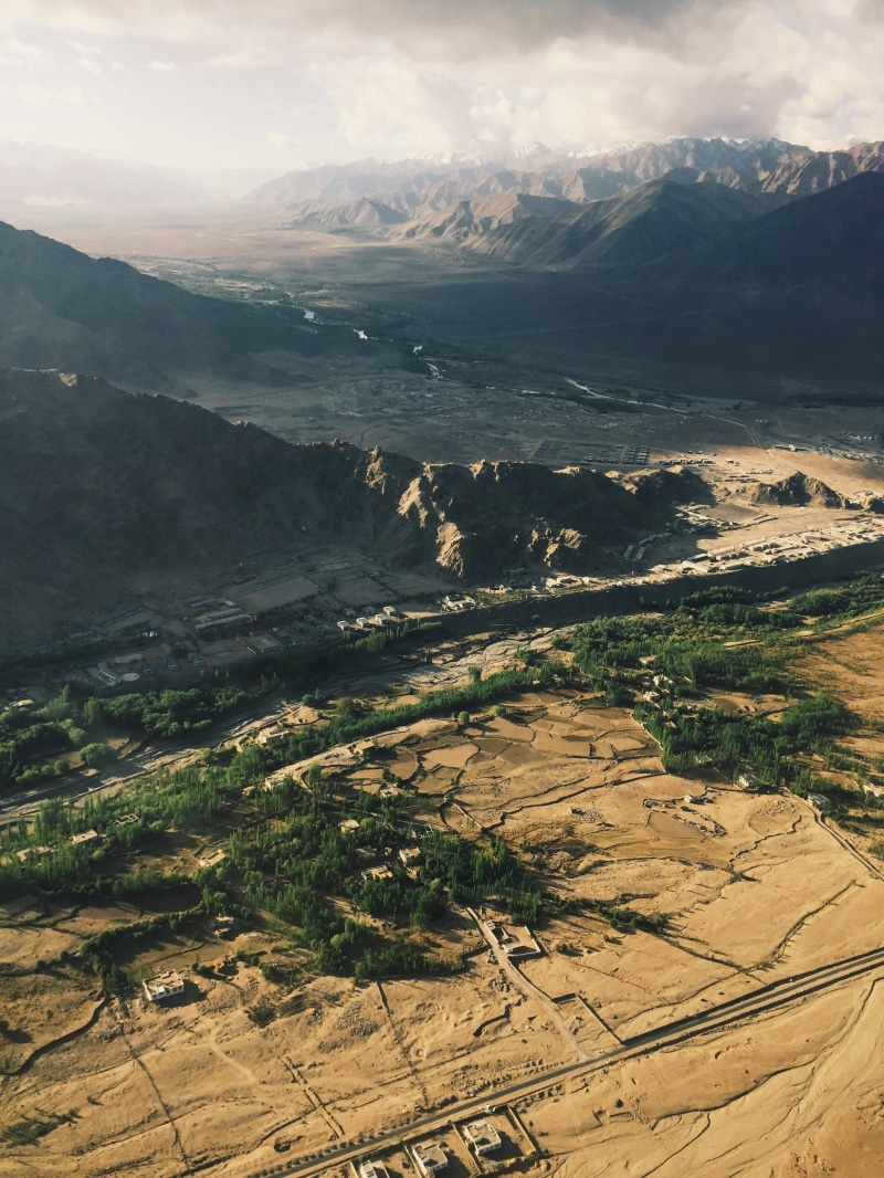 mountain peak, aerial view, leh, mountain, mountain range, ladakh vacation, day, scenics - nature, non-urban scene, nature, 2K, tranquil scene, no people