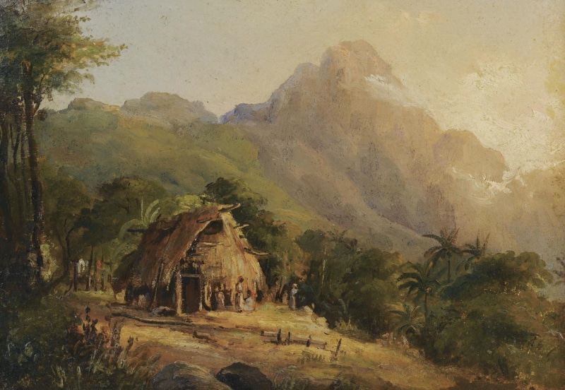 hut, mountains, Camille Pissarro, 1080P, aasai, Landscape in Montagne with the Cabin. Galipan, picture