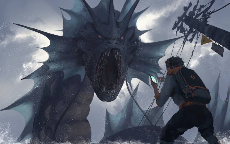 fantasy art, painting, video games, 4K, digital art, Gyarados, WLOP, Pokémon, Pokemon Go