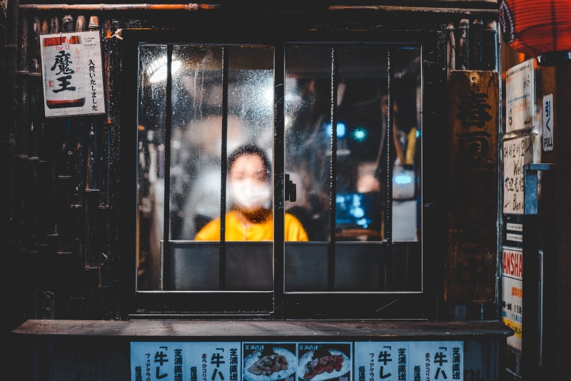 boy, bar, photography themes, 4K, city, front, street, cina, oriental, mirror, woman, grill, architecture, digital camera, metal, black, framed, one person