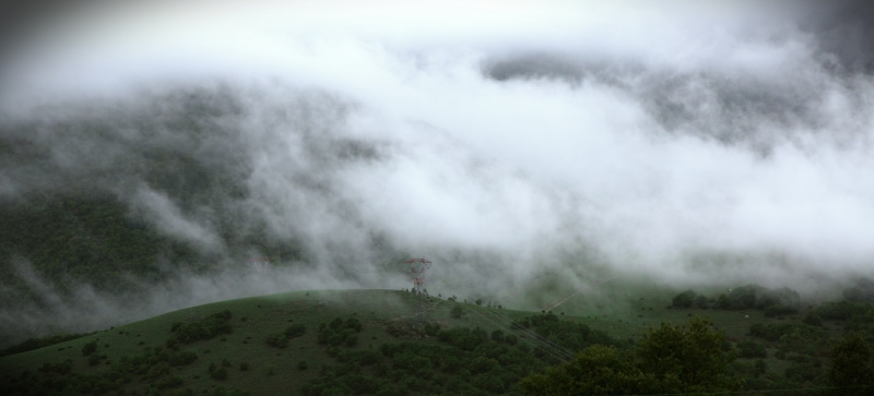 green, quite, land, mountain, tranquil scene, outdoors, weather, landscape, mist, scenery, scenics - nature, clouds, beauty in nature, day, mistero, white