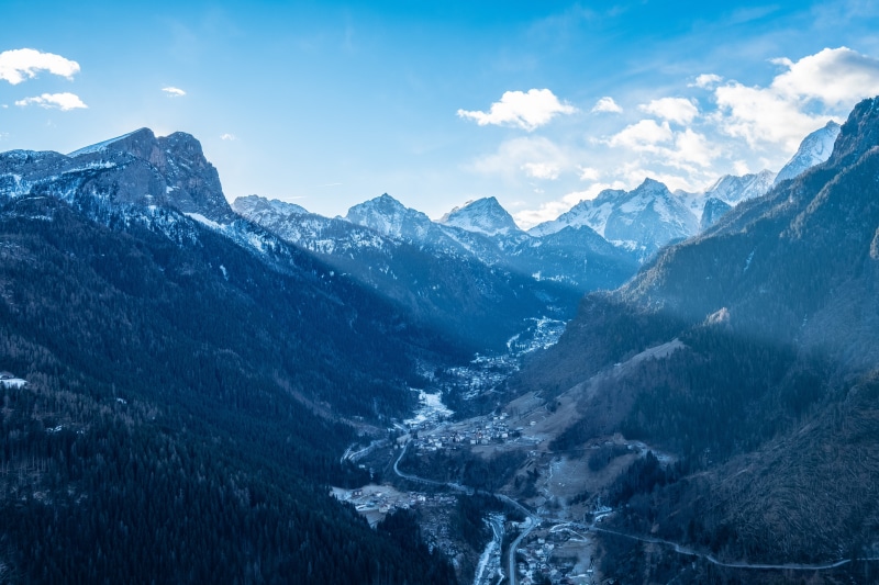 ice, road, scenics - nature, mountains, cold temperature, montagna, mountain peak, water, non-urban scene, green, colle santa lucia, snowcapped mountain