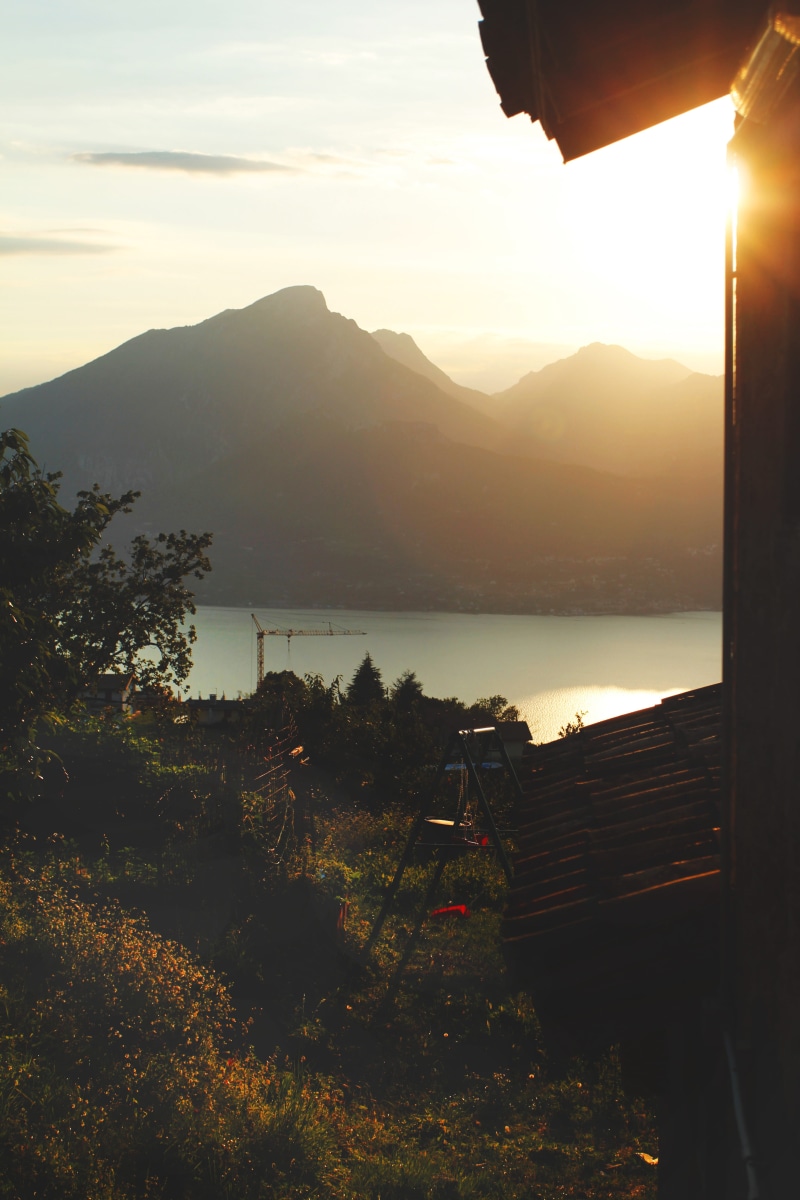 mountain range, scenics - nature, when the sun goes down, nature, beauty in nature, no people, tranquil scene, water, lake, mountain, tree, agriturismo la part di bortolo castellani