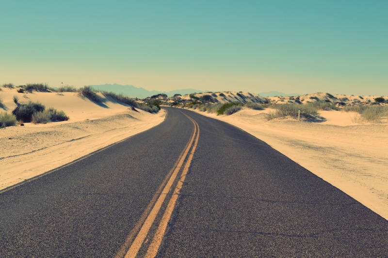 gray, diminishing perspective, empty road, sand, 4K, journey, concrete, environment, symbol, arid climate, scenics - nature, vanishing point, sky, blue sky