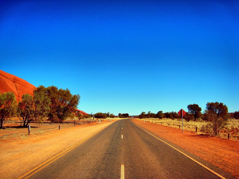 green, Uluru, nature, road, Desert, travel, concrete road, mountain, concrete, trees, green leaf, outdoors, 720P, empty, landscape, Outback  Australia