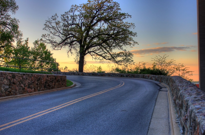 2K, Sunset, Wisconsin, madison, tranquility, empty, road marking, street, wisconsin, road, asphalt, diminishing perspective, tree, sky, transportation