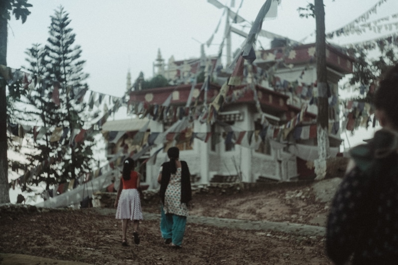 women, tree, guwahati, group of people, trees, clothing, india, monastery, adult, assamese, real people, outdoors, walking, full length, temple, day, hills