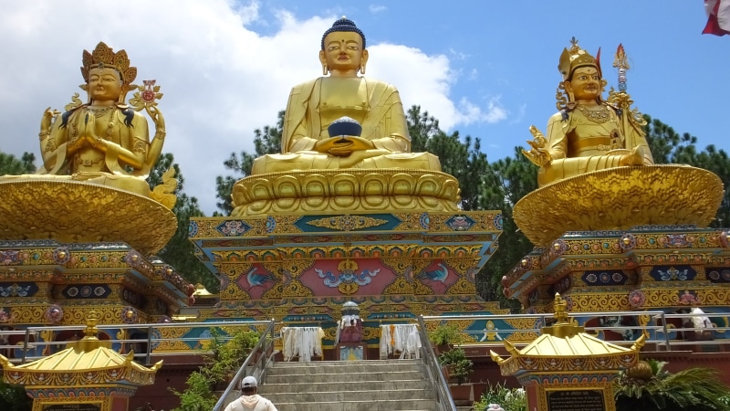 culture, gold colored, place of worship, gold, spirituality, 2K, male likeness, prayer, Swayambhunath, sculpture, ornate, temple, kathmandu, representation