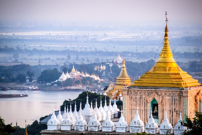 temple, belief, burma, nature, pagoda, religion, angle, history, architecture, the past, built structure, tourism, myanmar, sky, stupa, ancient, mandalay