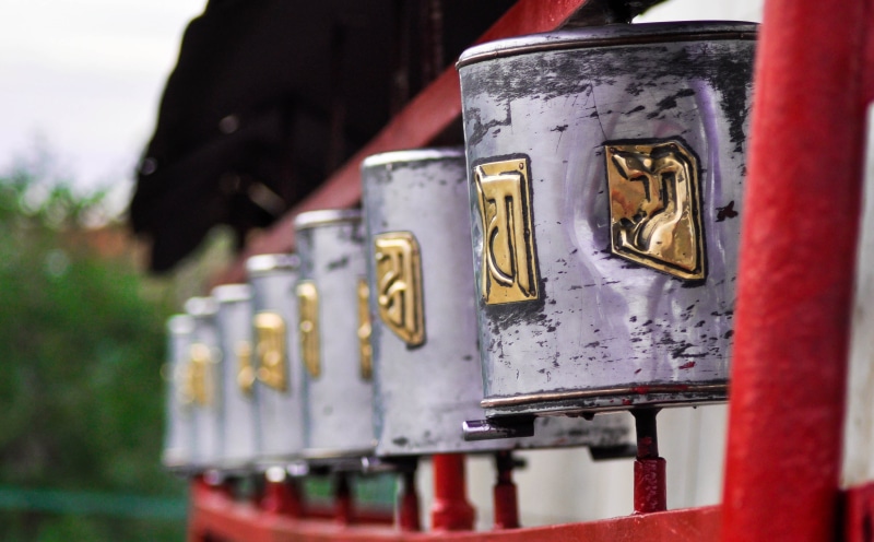 history, symbol, close-up, red, in a row, people, traditional, buddhist, temple, focus on foreground, old, human hand, metal, mongolian, day, travel, Religion
